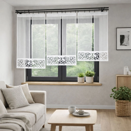 Gotowe firanki panelowe FJ800 z wycinanym ażurem – Jardin
