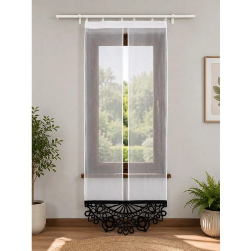 Gotowa firanka panelowa FR814 80 cm z czarnym ażurem