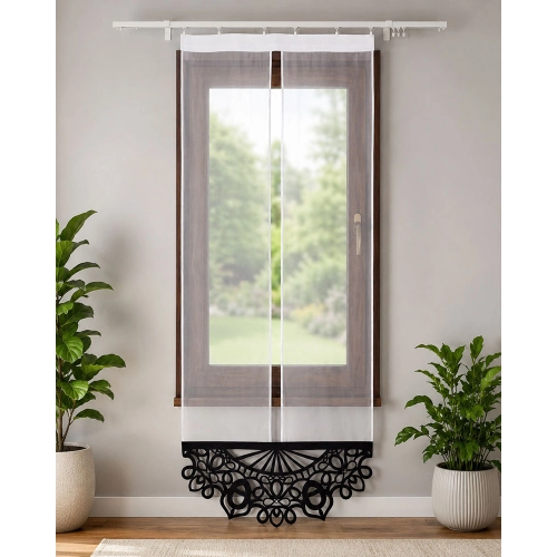Gotowa firanka panelowa FR814 80 cm z czarnym ażurem