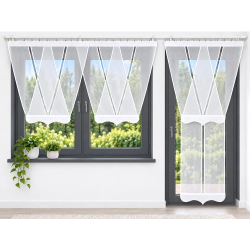 Firany panelowe LUNA – komplet 2 paneli V + Y na okno balkonowe FL815
