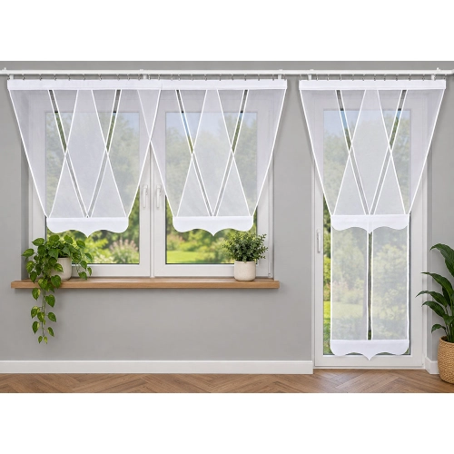 Firany panelowe LUNA – komplet 2 paneli V + Y na okno balkonowe FL815