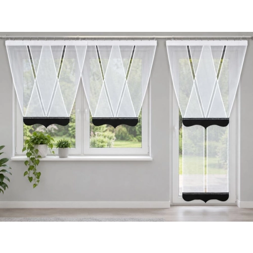 Firany panelowe LUNA FL827 – komplet balkonowy 2 panele V + Y balkonowy
