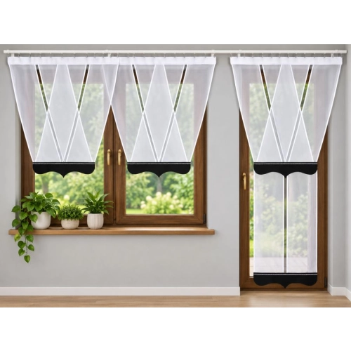 Firany panelowe LUNA FL827 – komplet balkonowy 2 panele V + Y balkonowy