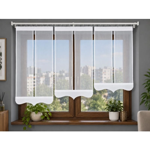 Firany panelowe LUNA FL836 – komplet 3 stopniowanych paneli