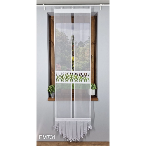 Gotowa firanka panelowa FM731 – geometryczny ażur i elegancka falbana