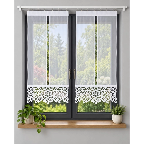 Firany panelowe z białym ażurem – komplet 2 szt. 60 cm FV841 Velia