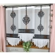 Gotowe firanki panelowe z dekorami, falbaną i czarnym ażurem FR663